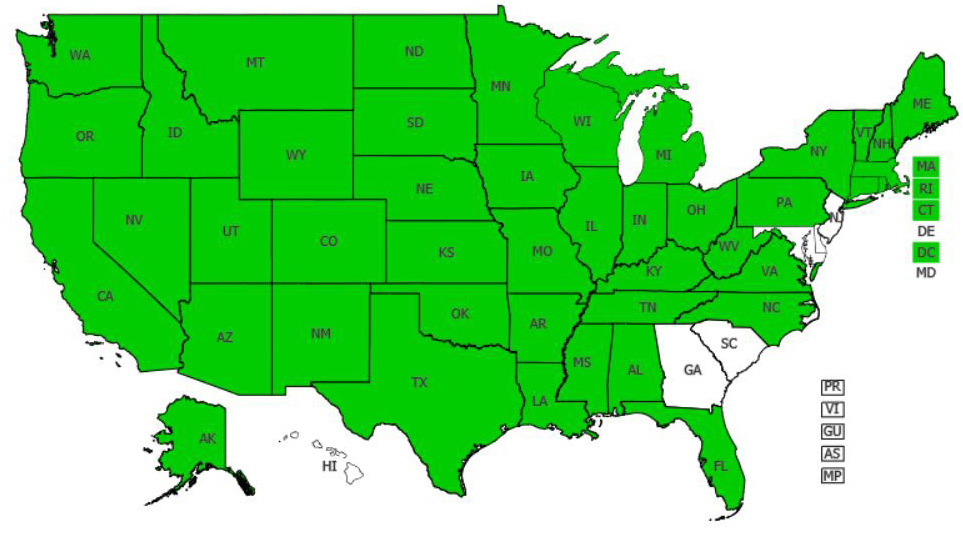 Redroot pigweed distribution - United States